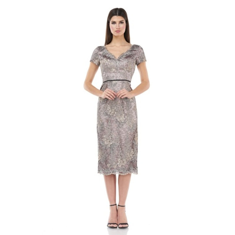 JS Collections - Womens Metallic Embroidered Dress