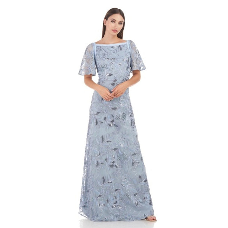 JS Collections - Womens Yvonne Flutter a-Line Gown