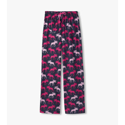 Little Blue House - Raspberry Moose Womens Jersey Pajama Pants