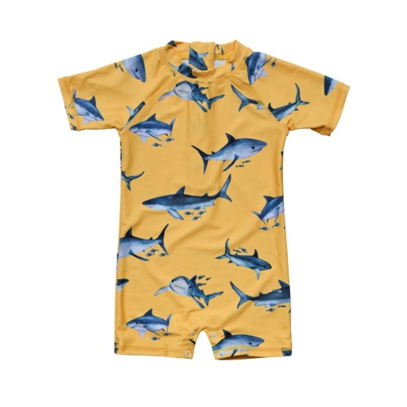 Snapper Rock - Boys Sunrise Shark Short Sleeve Sunsuit