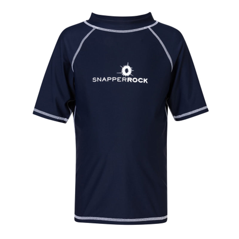 Snapper Rock - Boys Short Sleeve Uv50 Swim Shirt Solid Navy
