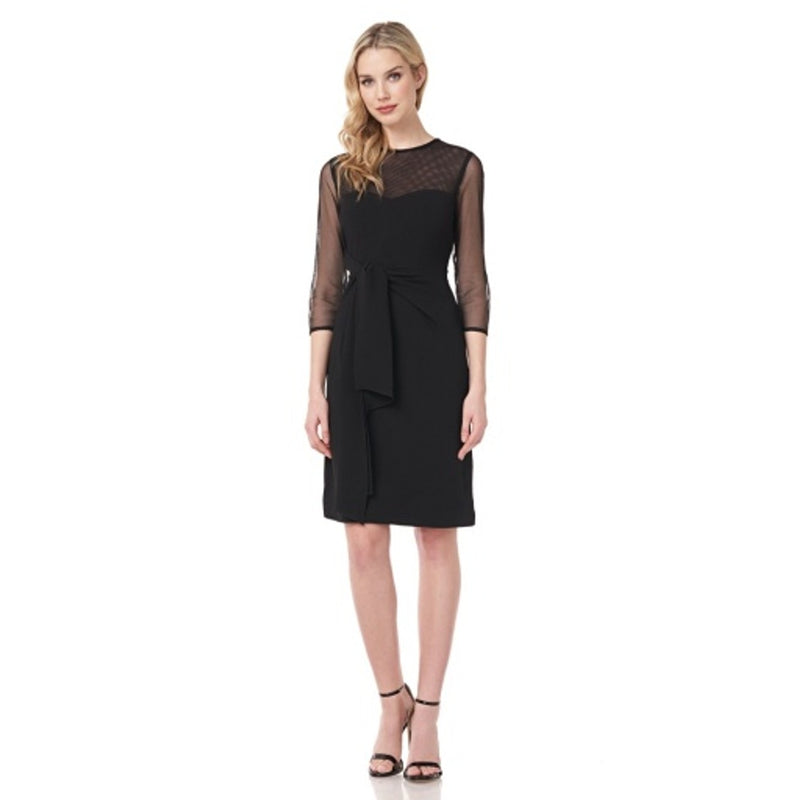 JS Collections - Womens Illusion Tie Front Crepe Dress