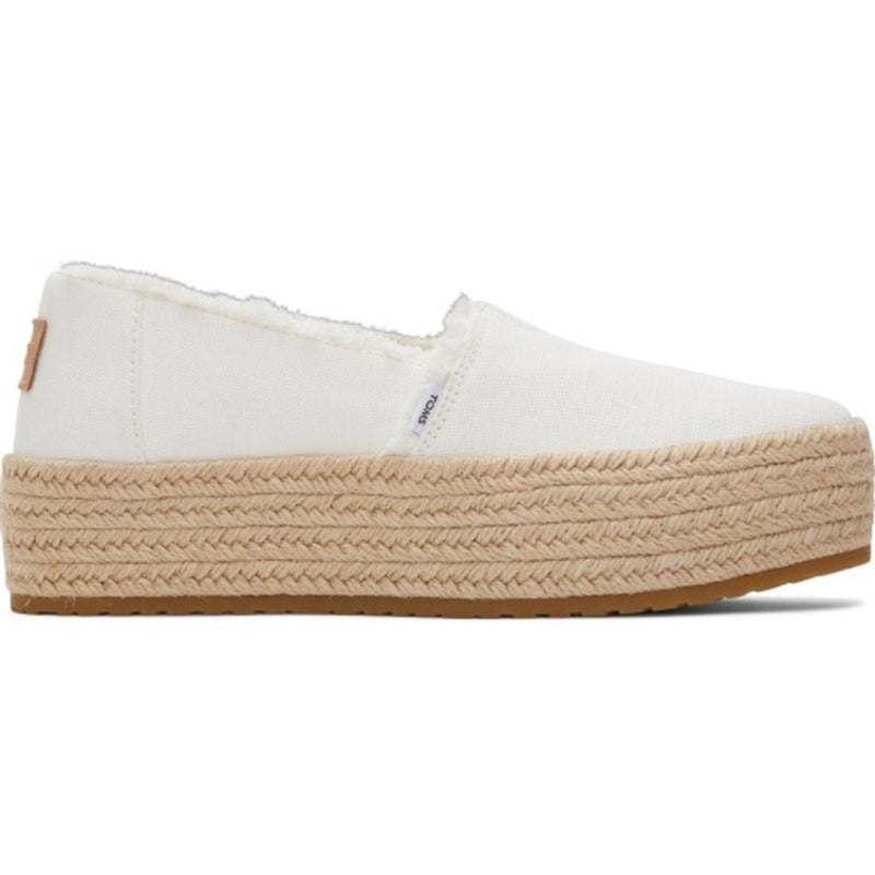 TOMS - Womens Valencia Espadrille - White Wide Width Canvas/Fray