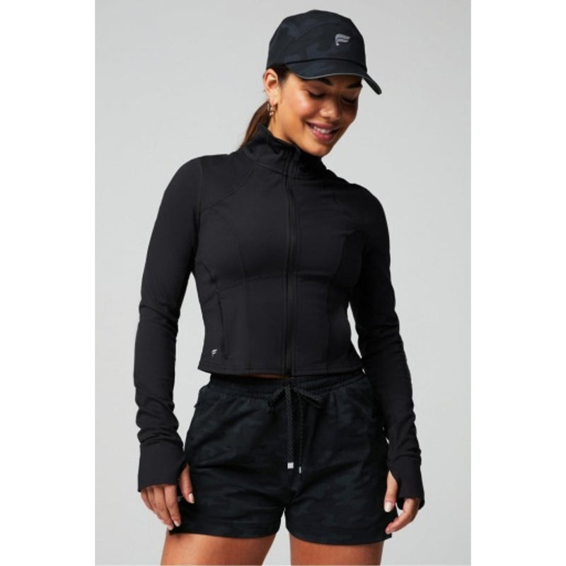 Fabletics - Womens Perfect Storm Cropped Train Jacket - Black