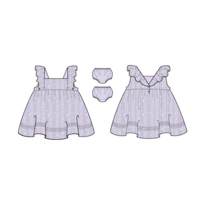 Janie and Jack - Baby G with X Purple Ao Floral Buds Dobby Sl Dress Sprbk