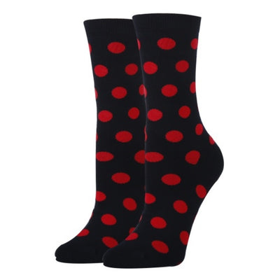 Oooh Yeah - Womens Polka Dot Red-Spirit-Womens Crew Socks