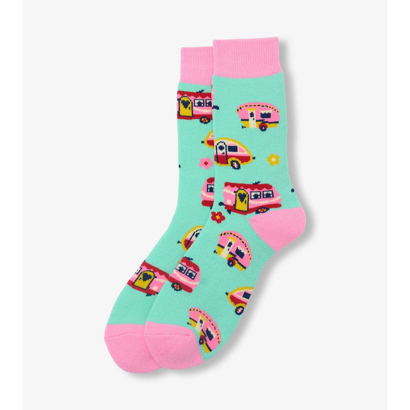 Little Blue House - Retro Campers Womens Cozy Socks
