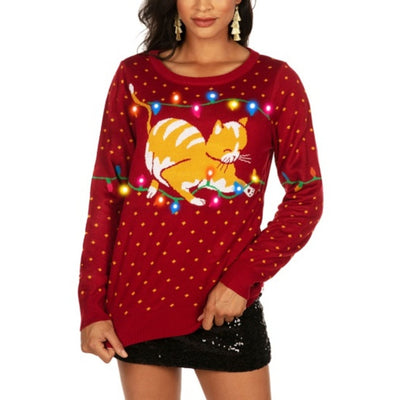 Tipsy Elves - Womens Cat-Itude Light Up Sweater