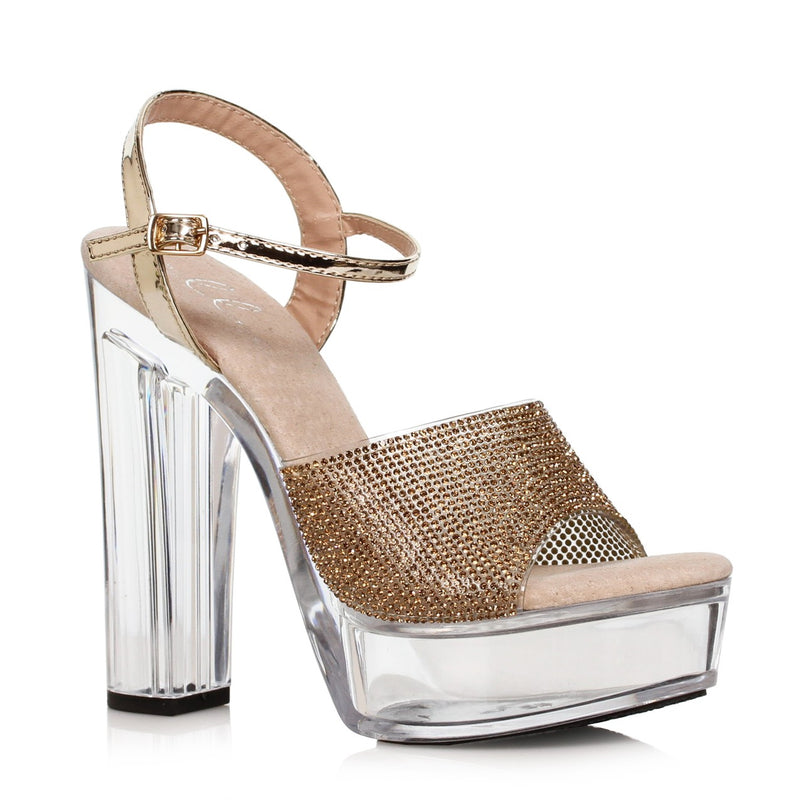 Ellie Shoes - 6"Chunky Rhinestone Sandal