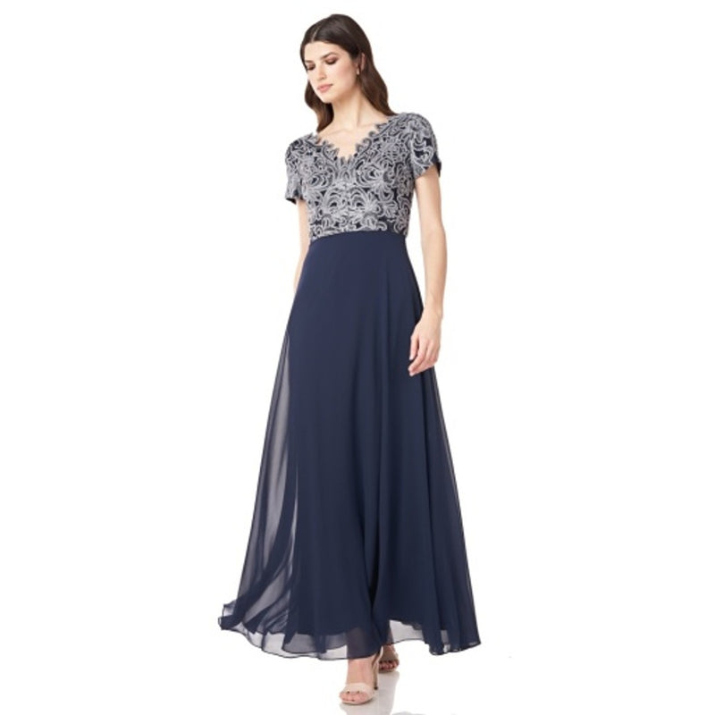 JS Collections - Womens Metalic Embroidered Gown