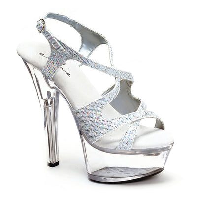 Ellie Shoes - 6" Heel Silver Glitter Strappy Sandal