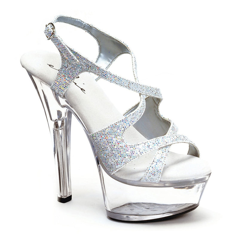 Ellie Shoes - 6" Heel Silver Glitter Strappy Sandal