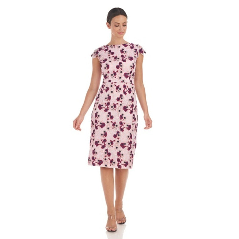 JS Collections - Womens Olive Scalloped Midi Dress