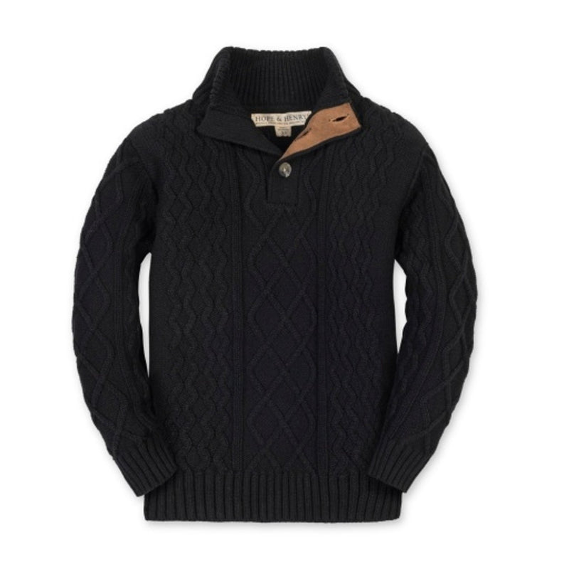 Hope & Henry - Boys Organic Mock Neck Cable Sweater