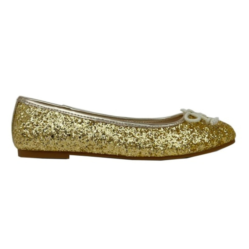 Yosi Samra - Kids Miss Sadie Ballet Flat in Gold Glitter Kids