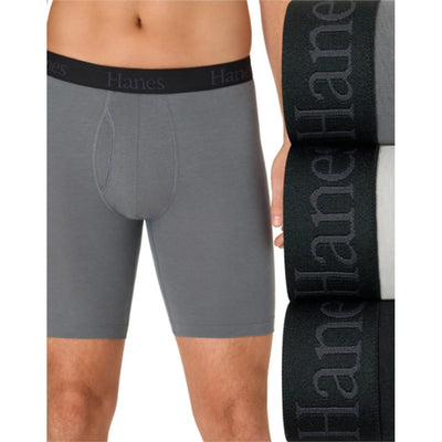 Hanes - Mens Ultimate® Men's Underwear Long Leg Boxer Briefs Pack – 3-Pack – Comfort Flex Fit® – Total Support Pouch® – Moisture Wicking