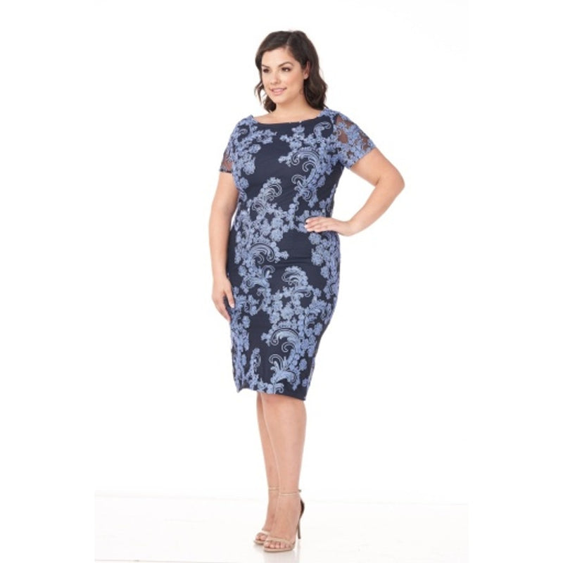JS Collections - Womens Embroidered Ss Shift Dress