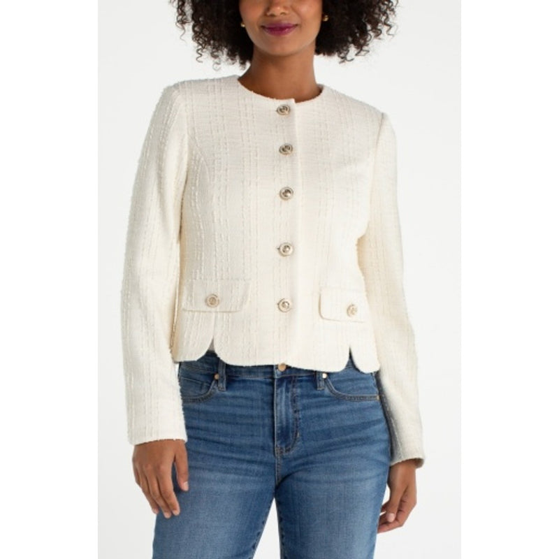 Liverpool Los Angeles - Womens Collarless Jacket with Scallop Detail