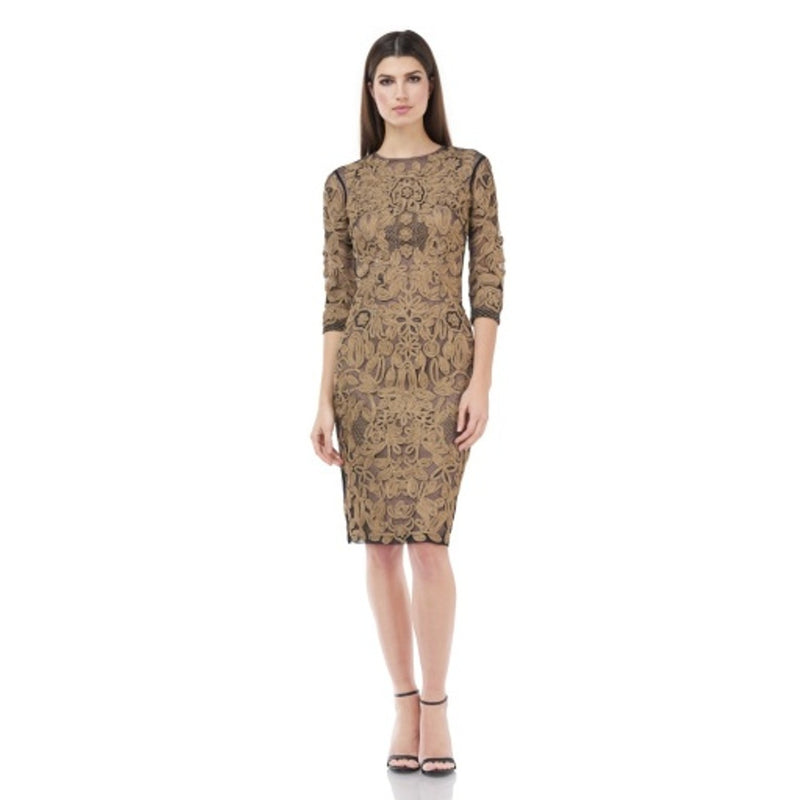 JS Collections - Womens Soutache Metallic Lace Drs