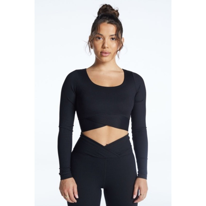 Year of Ours - Womens Ribbed V Crop Long Sleeve