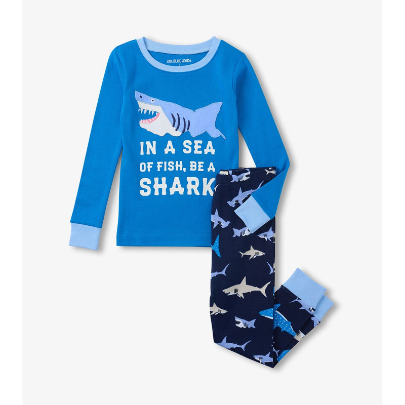 Little Blue House - Swimming Sharks Kids Pajama Set