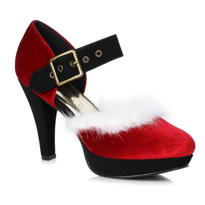 Ellie Shoes - 4" Heel Maryjane with Buckle Strap & Marabou Trim