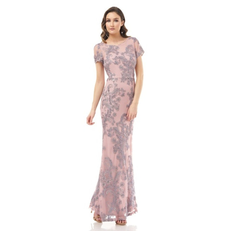 JS Collections - Womens Ss Soutache Embroidered Gown