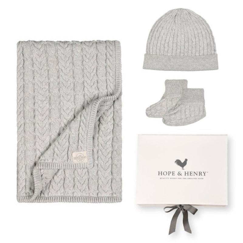 Hope & Henry - Baby Organic Cable Knit 3-Piece Boxed Gift Set