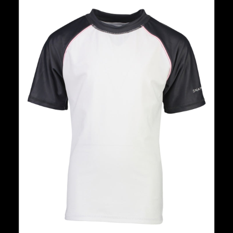 Snapper Rock - Boys Slate White Stripe Back Short Sleeve Rash Top