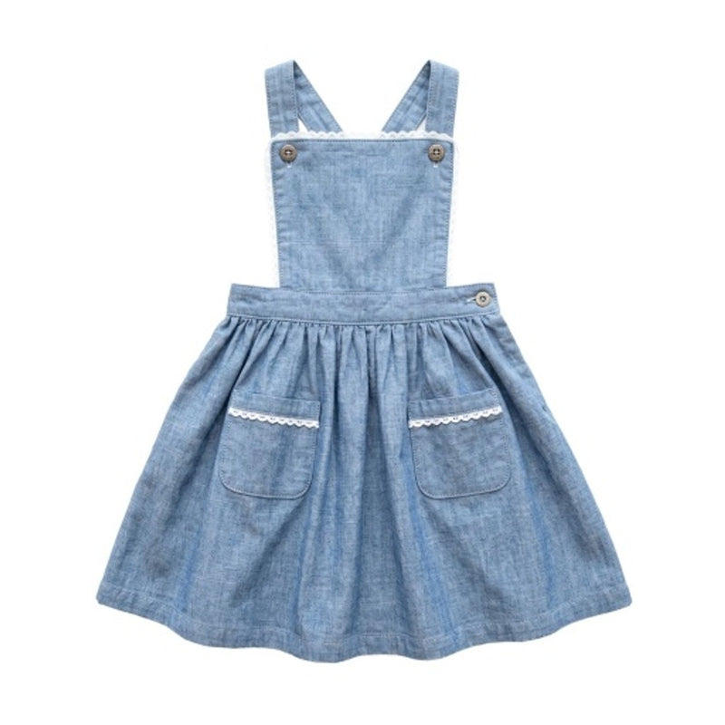 Hope & Henry - Girls Organic Chambray Crossback Apron Jumper