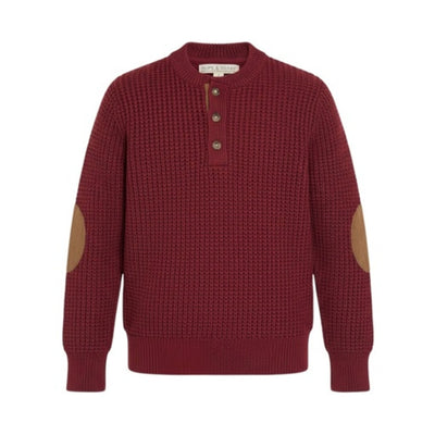Hope & Henry - Boys Organic Sweater Henley with Elbow Patches