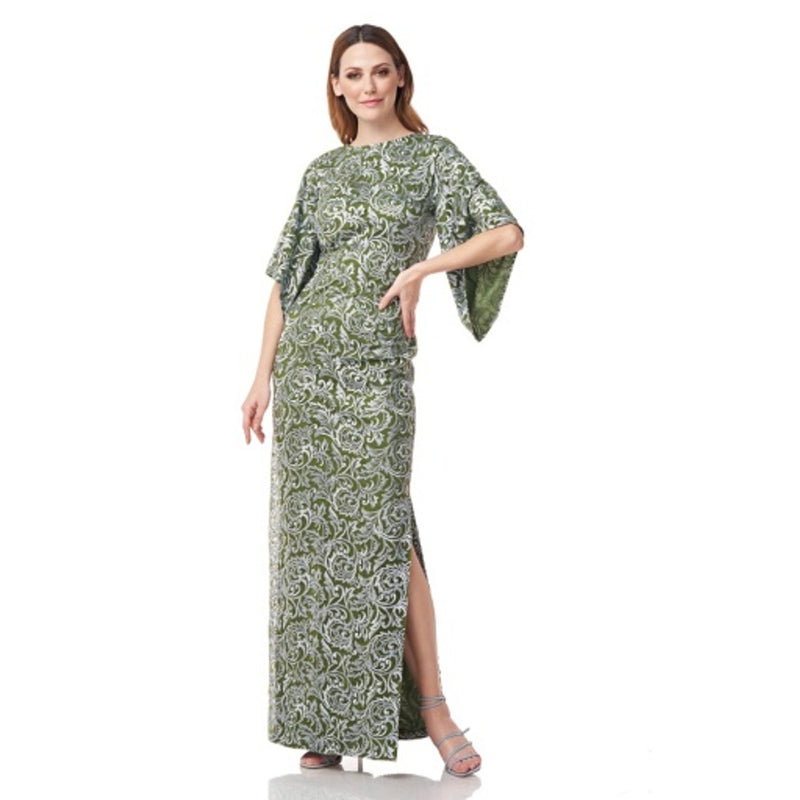 JS Collections - Womens Frida Jewel Neck Column Gown
