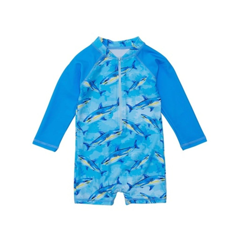 Snapper Rock - Boys Jawsome Waves Long Sleeve Sunsuit