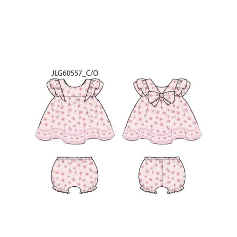 Janie and Jack - Baby G with White Pink Border Floral Short Sleeve Set Pink