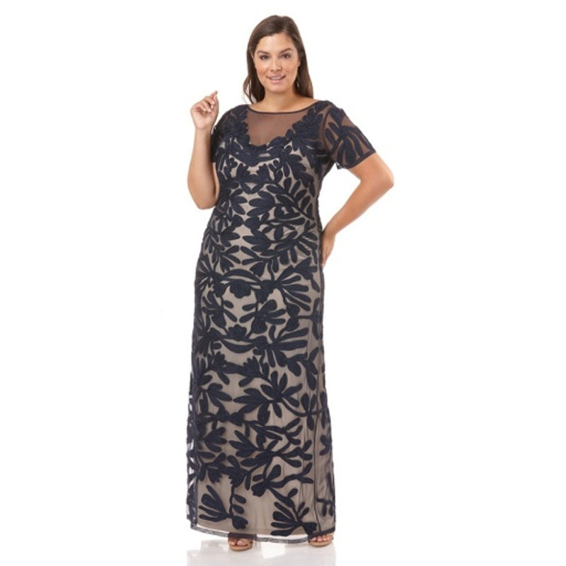 JS Collections - Womens Soutache Illusion Ss Gown