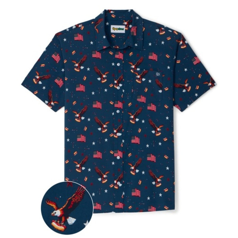 Tipsy Elves - Mens 8-Bit Eagle Button Down Shirt