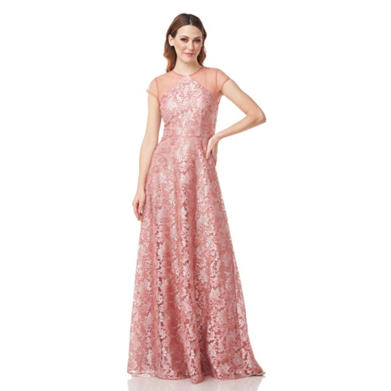 JS Collections - Womens Alina Illusion a-Line Gown