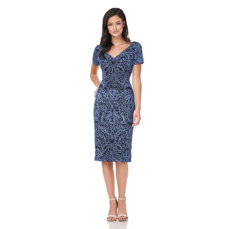 JS Collections - Womens V-Neck Soutache Cocktail Dress