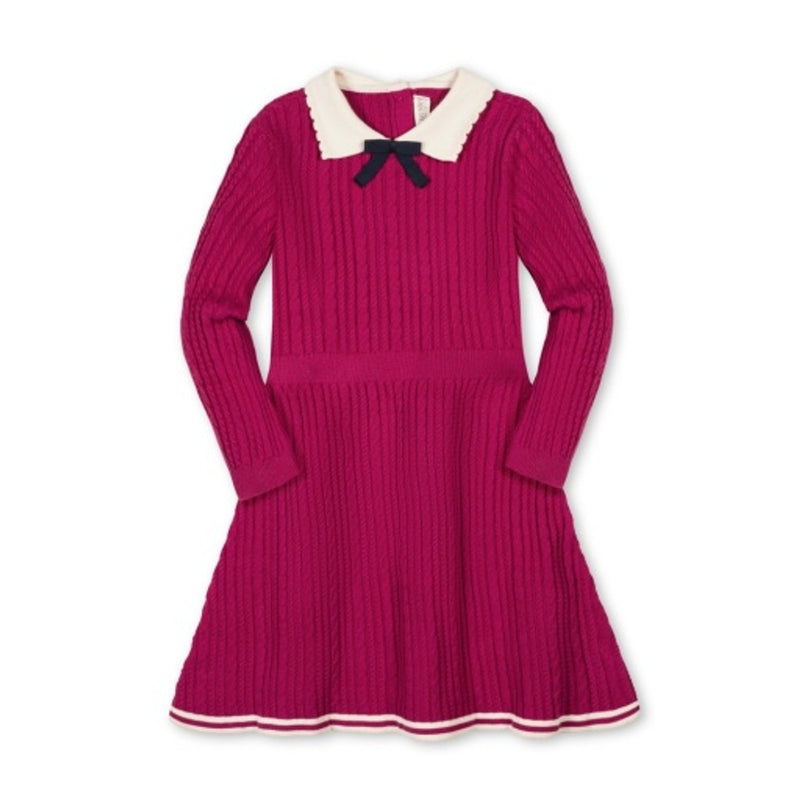 Hope & Henry - Girls Organic Collared French Cable Sweater Dress