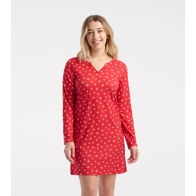 Little Blue House - Unisex Red Snowflakes Long Sleeve Night Dress in a Bag