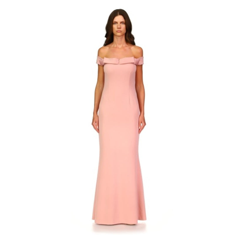 JS Collections - Womens Spaghetti Mermaid Crepe Gown