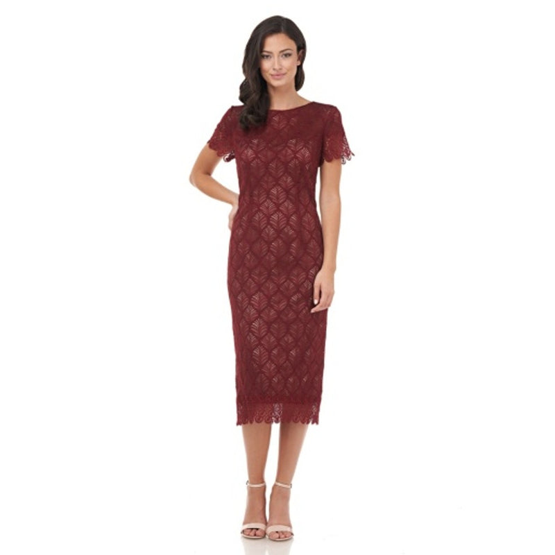 JS Collections - Womens Lace Leaf Cocktail Dress