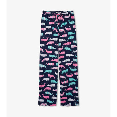 Little Blue House - Nautical Whales Womens Jersey Pajama Pants