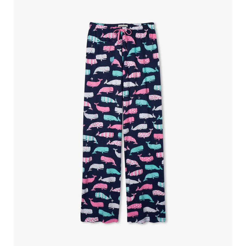 Little Blue House - Nautical Whales Womens Jersey Pajama Pants
