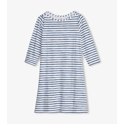 Little Blue House - Unisex Bateau Dress Watercolor Stripes