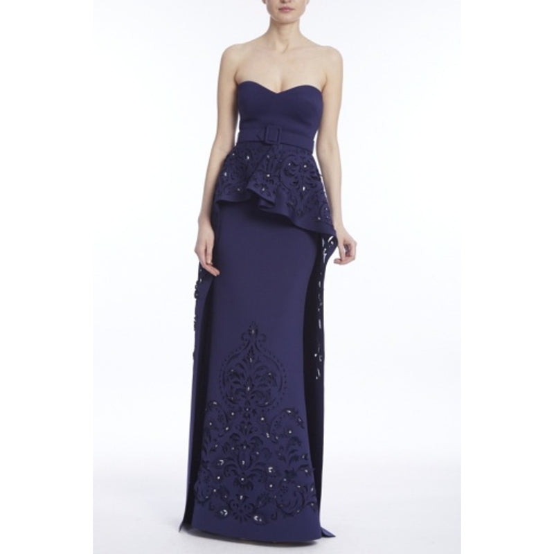 Badgley Mischka - Womens Strpls Laser Peplum