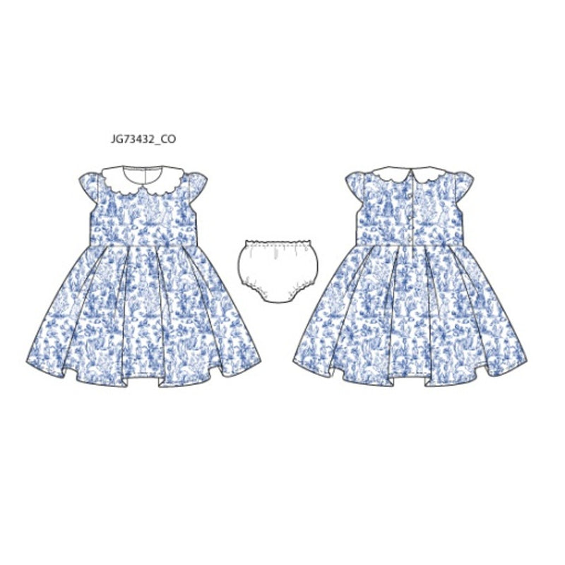 Janie and Jack - Girls with Blu Bunny Toile Dress E2