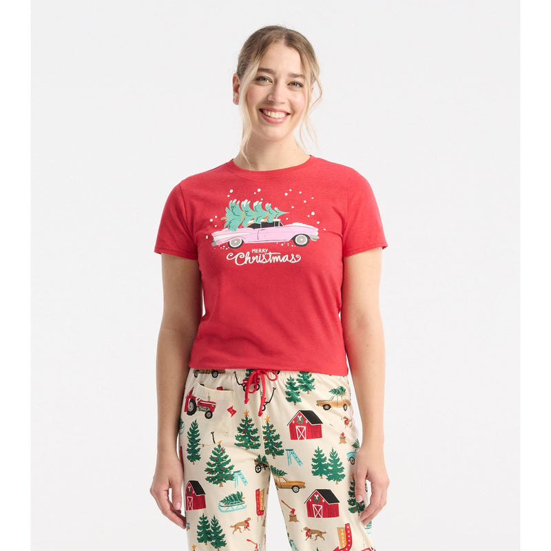 Little Blue House - Merry Christmas Womens Pajama Tee