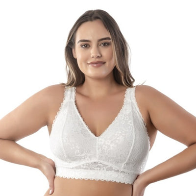 Parfait - Womens Adriana Wire Free Lace Bralette - Pearl White