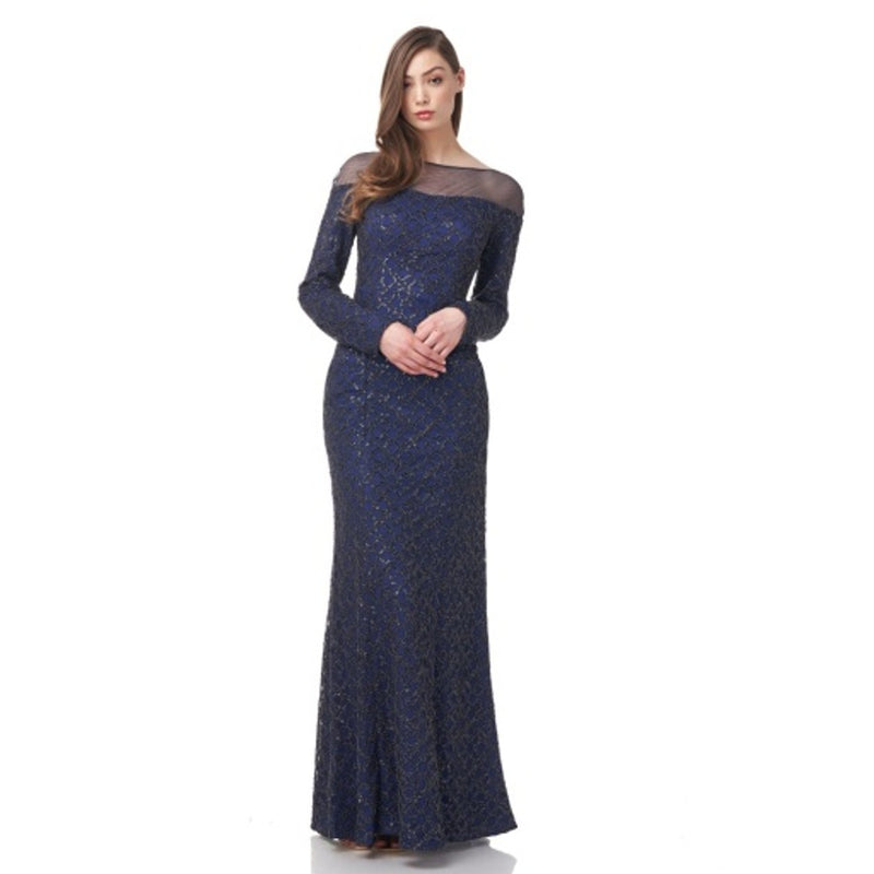 JS Collections - Womens Justina Boat Neck Gown